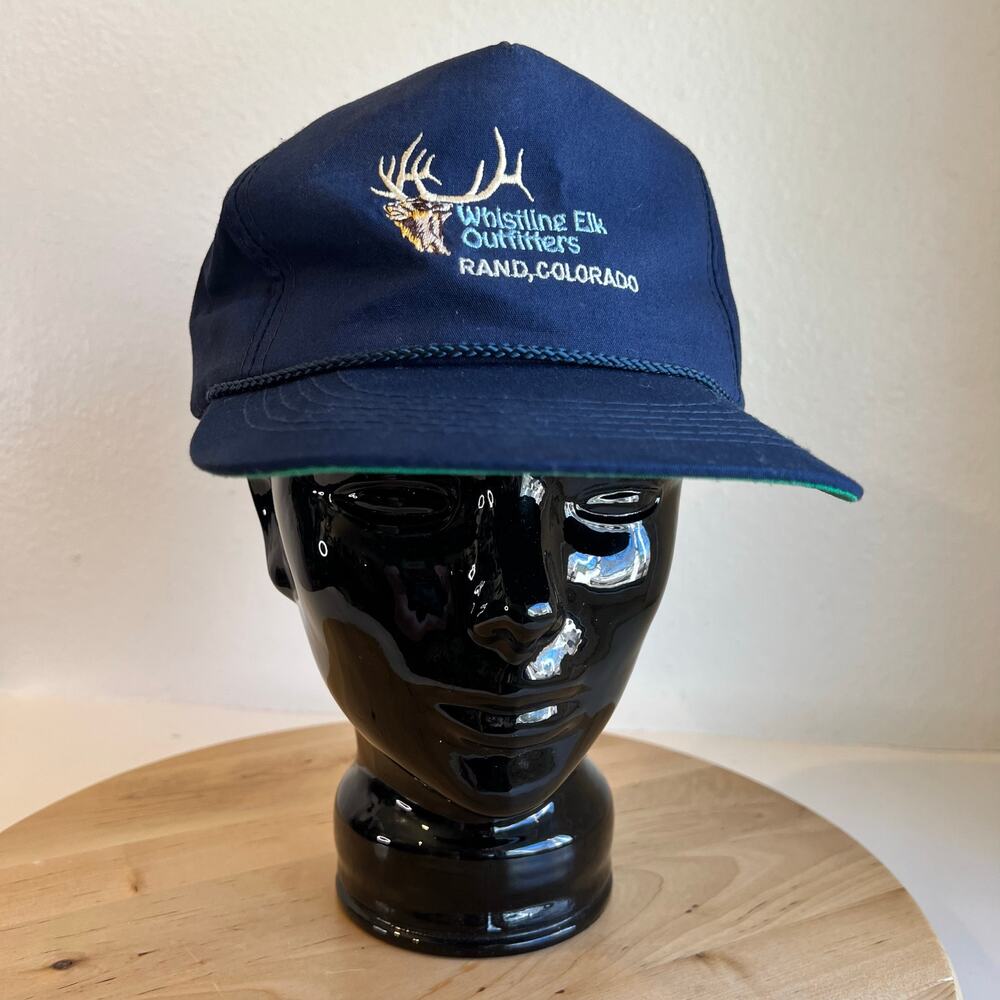 Vintage 90s Blue Embroidered Whistling Elk Outfitters Rand Colorado Hat Unisex